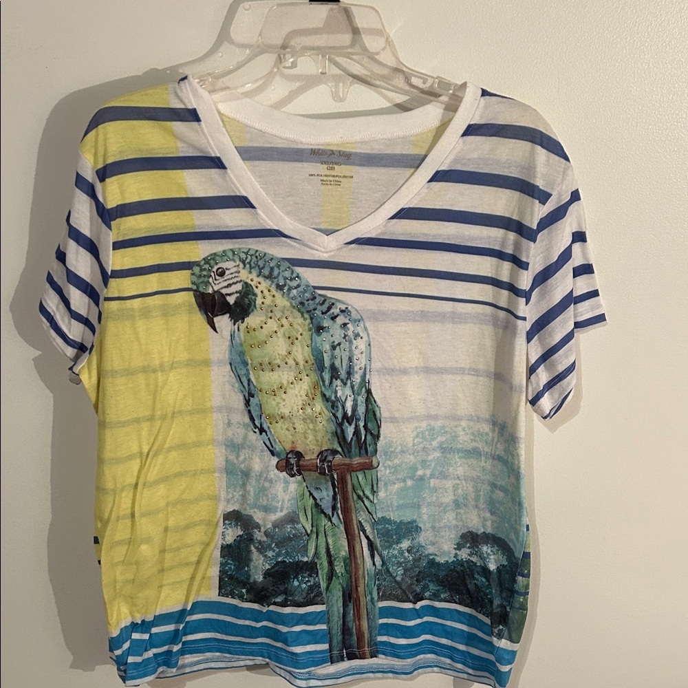 White Stag Blue and Yellow Striped Tee